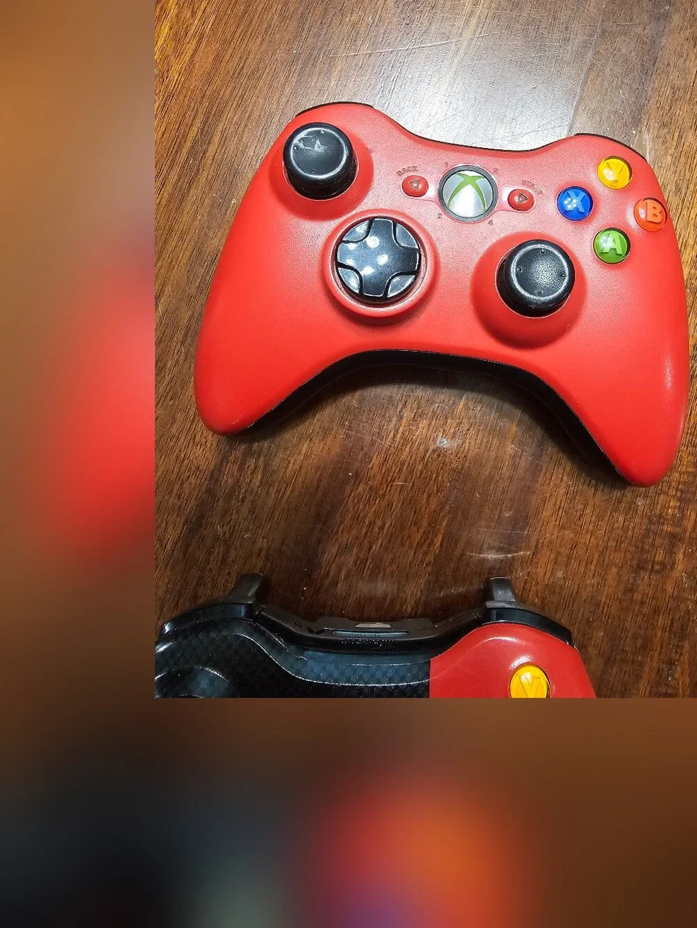 Lot Of Three Xbox 360 Wireless Controllers - Black and Red Variants